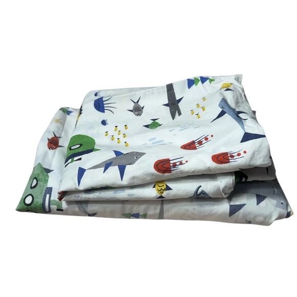 Pottery Barn Other - Pottery Barn Ocean Explorer Flat Sheet / Pillow Case Twin Organic Cotton